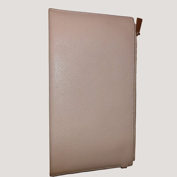 Michael Kors Pebbled Leather Zip Clutch Makeup Travel XL Wristlet Pale Pink Fair - Picture 8 of 9